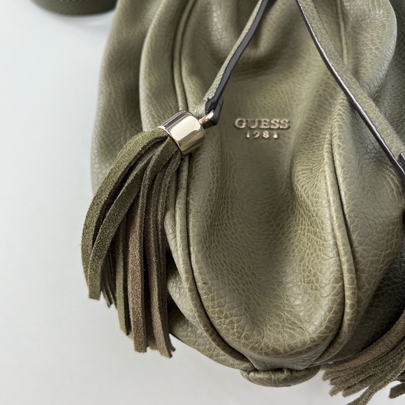 Guess 1981 Drawstring Bucket Bag in Olive Green - Picture 2 of 12